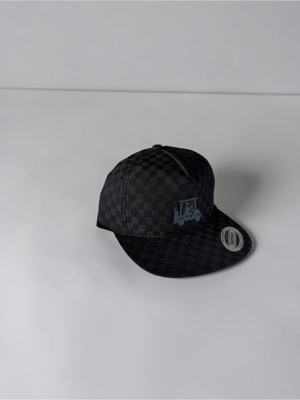 Black Checkered Snapback Hat with Tractor Patch - Men